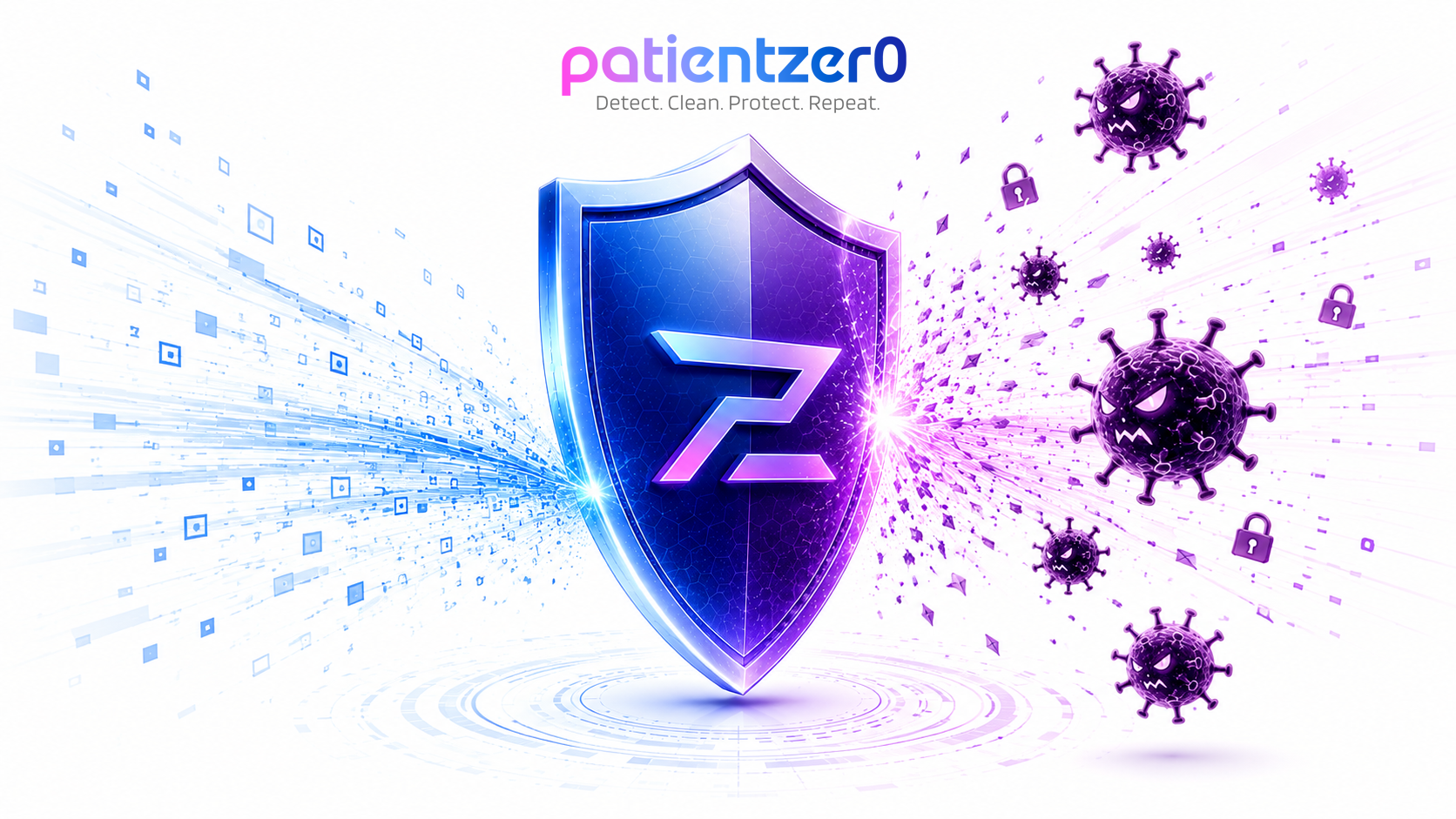 A shield deflecting a swarm of malware, keeping it from spreading across the server.